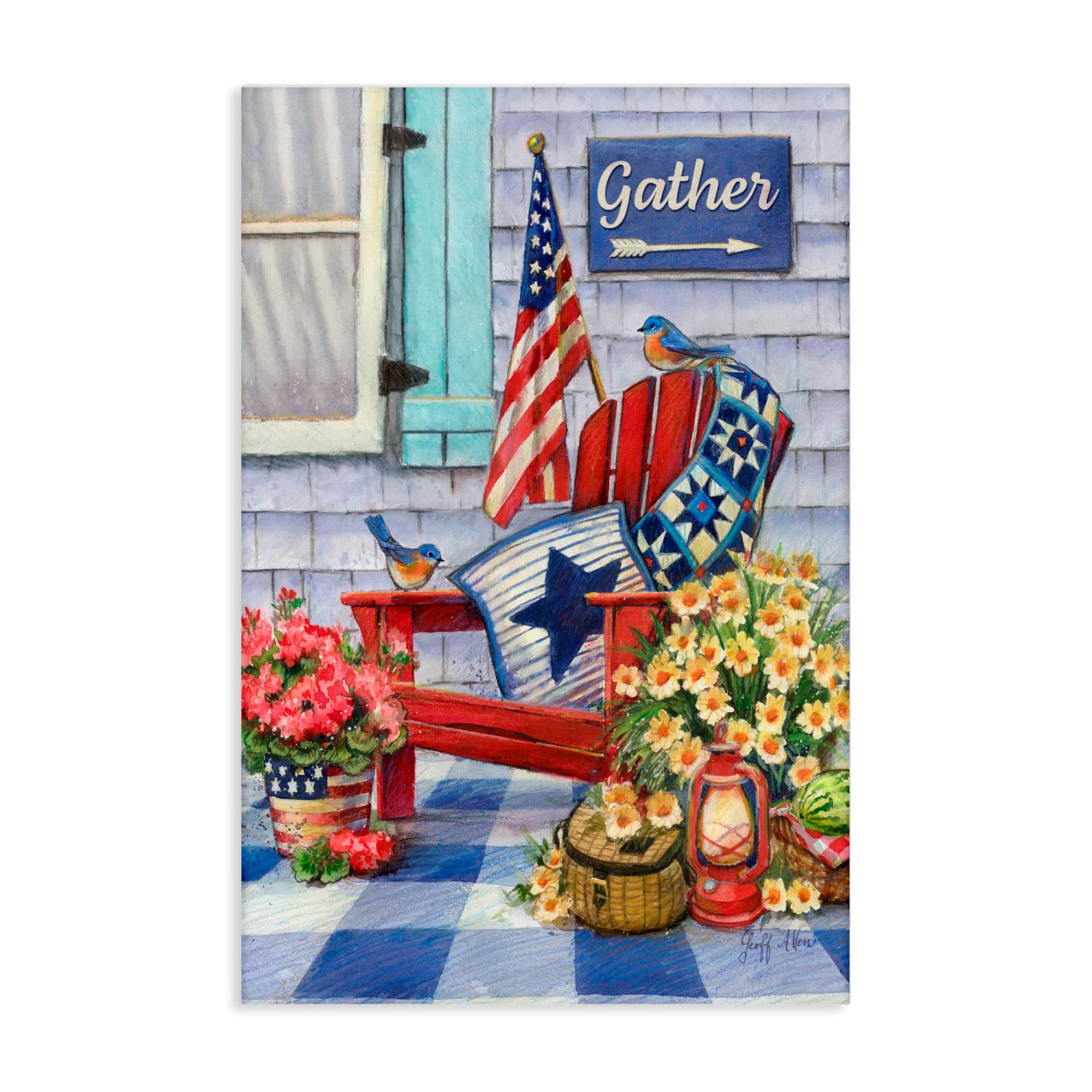 Stupell Industries Patriotic Porch View Canvas Wall Art